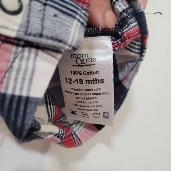 💥3/$24 Mommy&Me Red, White, And Blue Plaid Shortalls - Picture 6 of 7
